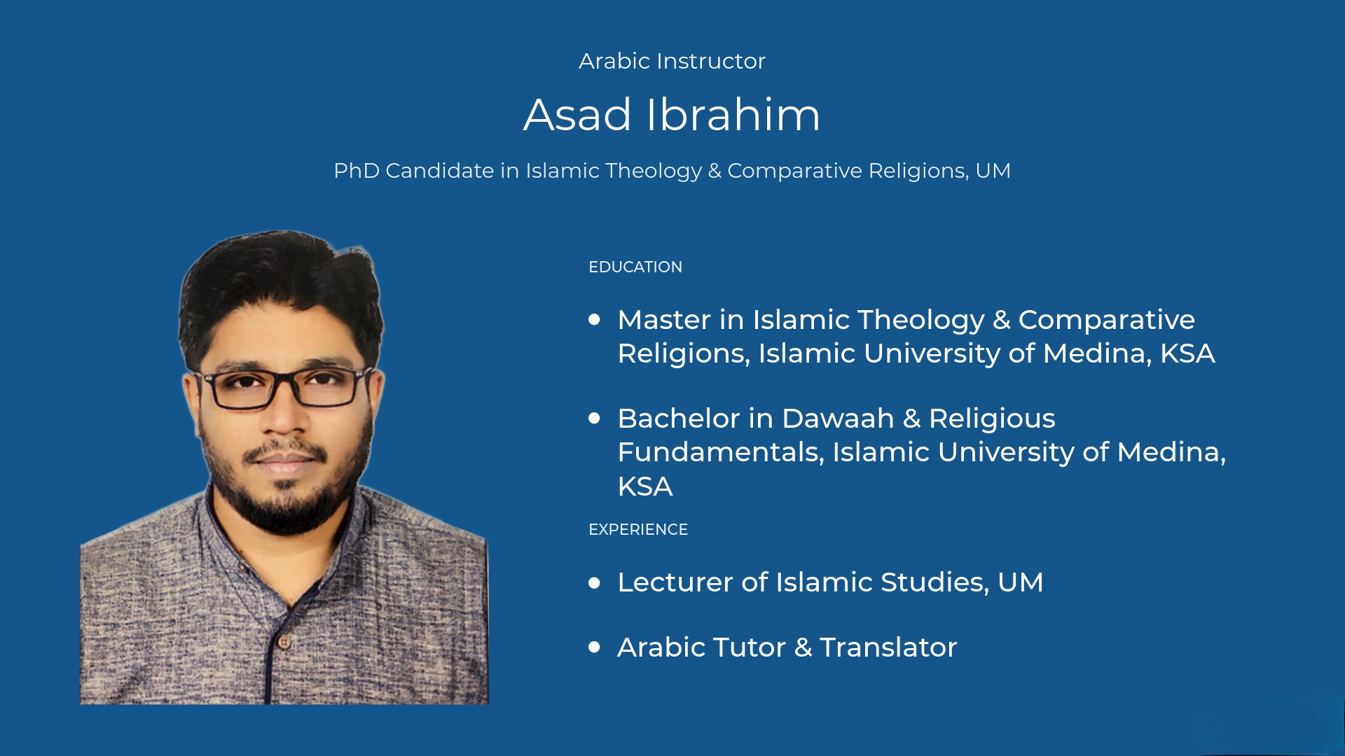 Biography of Instructor Asad