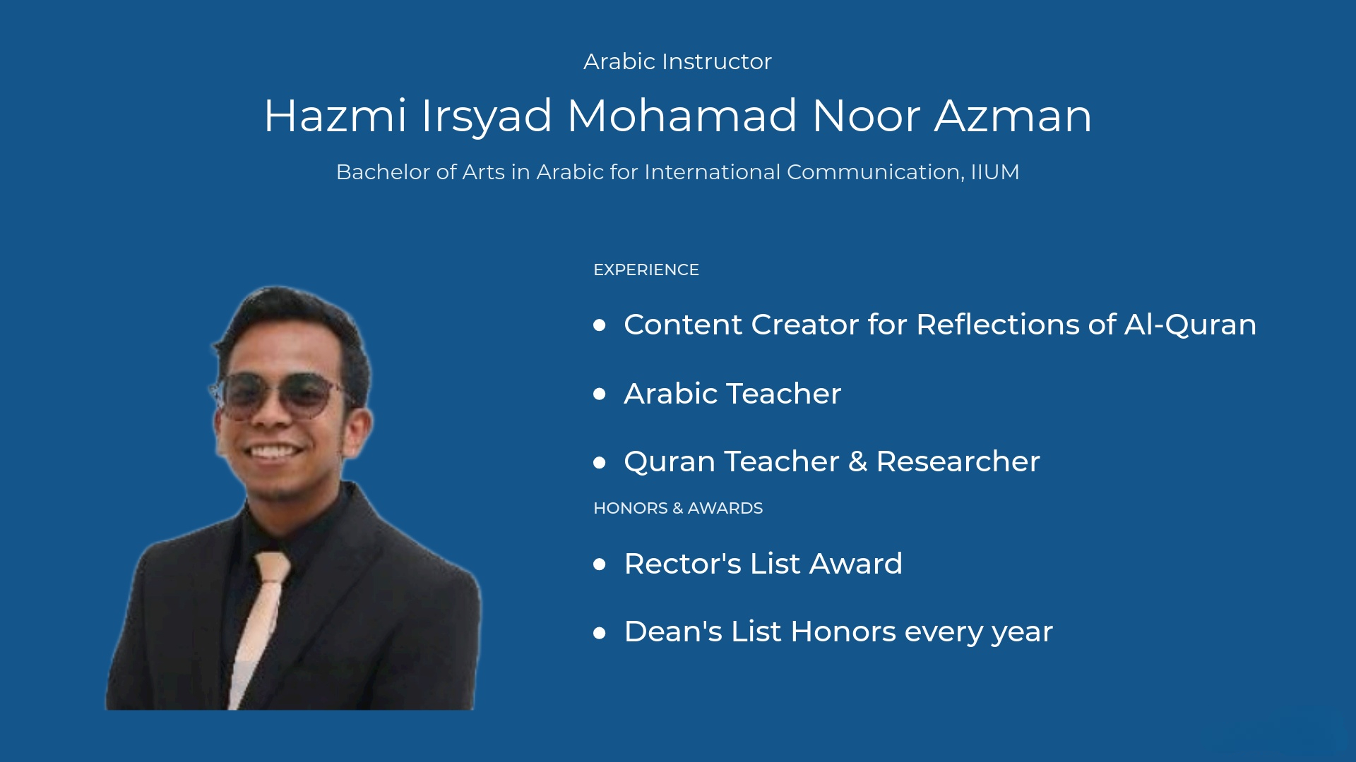 Biography of Instructor Hazmi